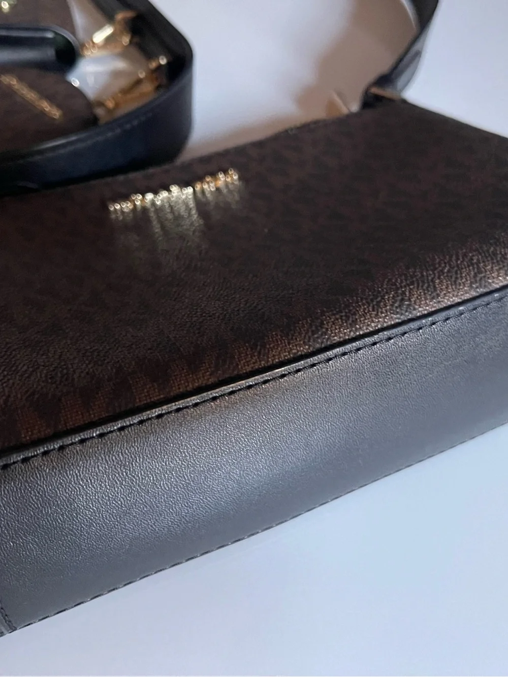 Michael Kors Dark Brown Logo Shoulder Bag with Coin Pouch Set